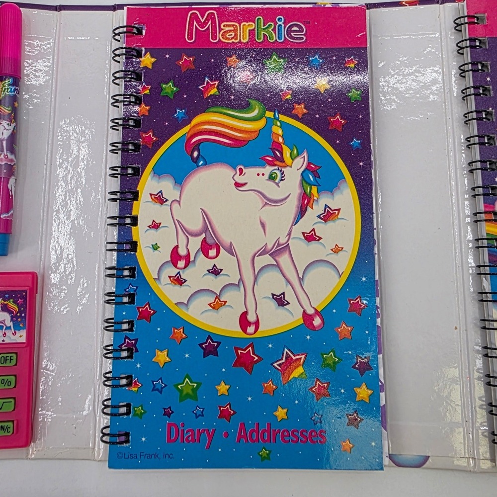 VINTAGE 90S LISA FRANK MARKIE FLIP OUTS ORGANIZER PLANNER UNICORN *READ* RARE - Picture 7 of 15